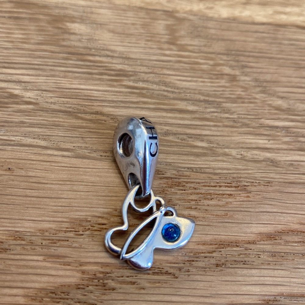 CHAMILIA sterling butterfly charm pendant. Small blue crystal. Minneapolis brand